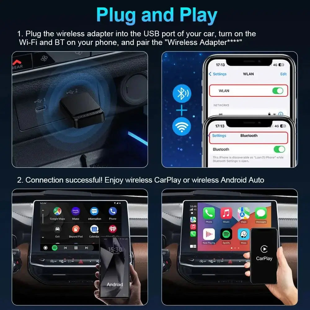 Instructions for using the Go Wireless CarPlay and Android Auto Adapter