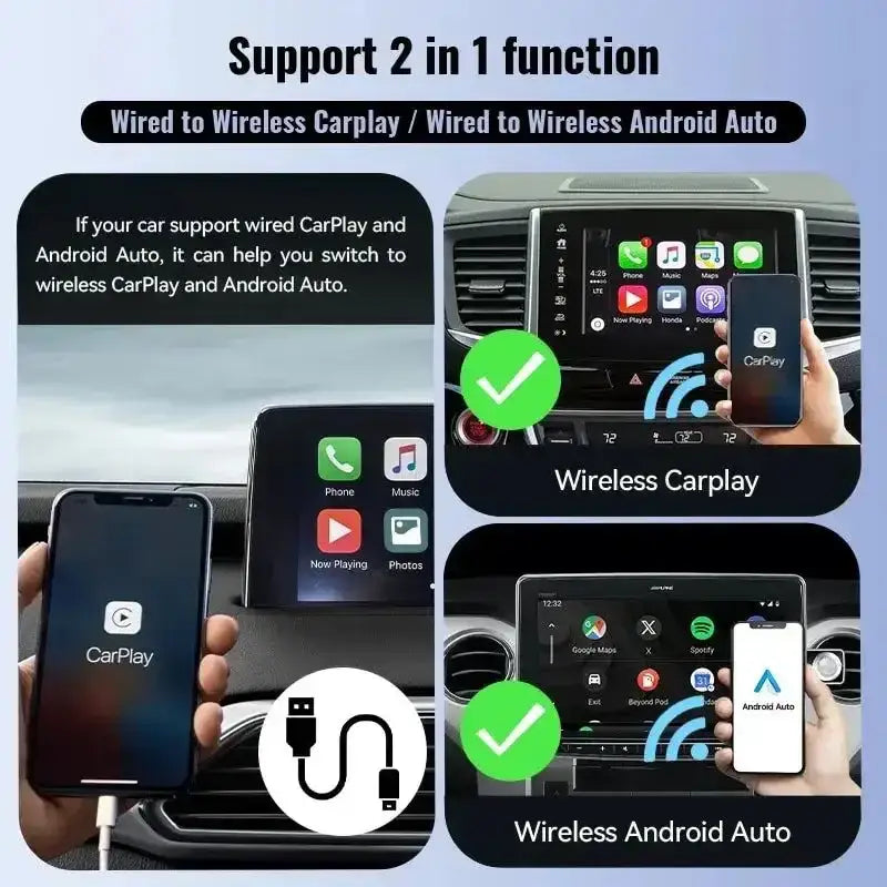 Go Wireless CarPlay Android Auto adapter for seamless wireless CarPlay and Android Auto