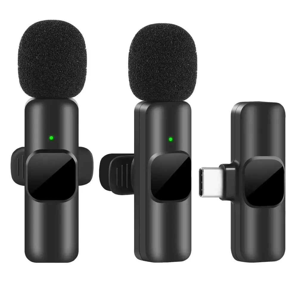 Wireless lavalier microphone set for portable audio video, perfect for on-the-go recording