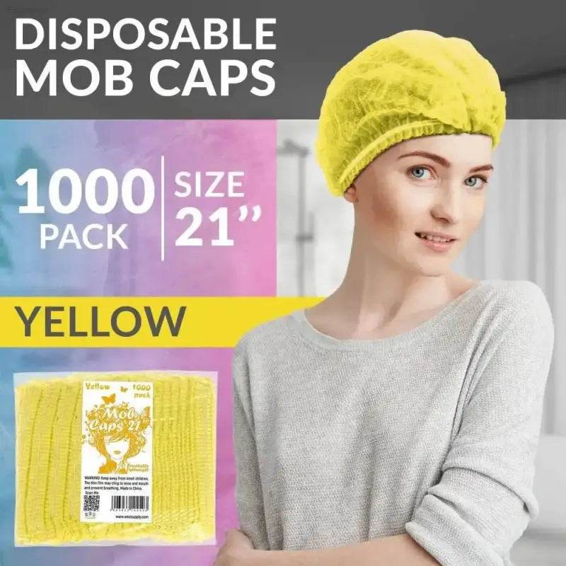 Go Yellow! Disposable Bouffant Caps for Hair Today! Here's your Product Description: Get Ready to Rock the Ultimate in Hygiene and Hair Control - Estalios