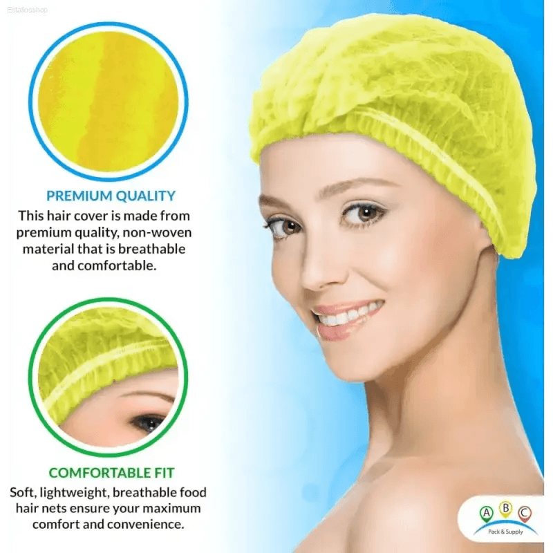 Go Yellow! Disposable Bouffant Caps for Hair Today! Here's your Product Description: Get Ready to Rock the Ultimate in Hygiene and Hair Control - Estalios