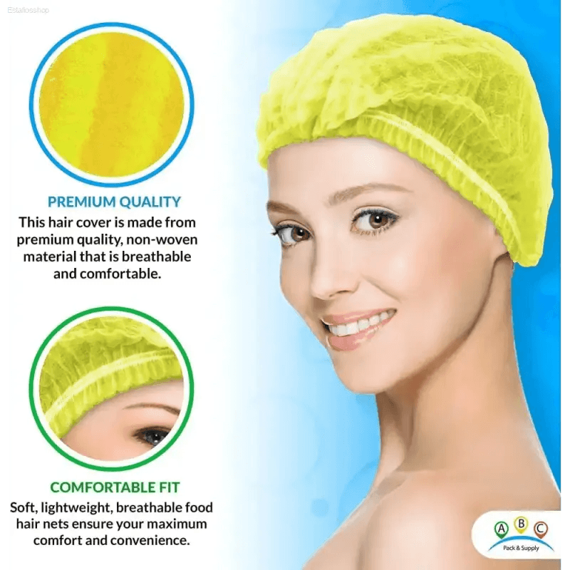 Go Yellow! Disposable Bouffant Caps for Hair Today! Here's your Product Description: Get Ready to Rock the Ultimate in Hygiene and Hair Control - Estalios