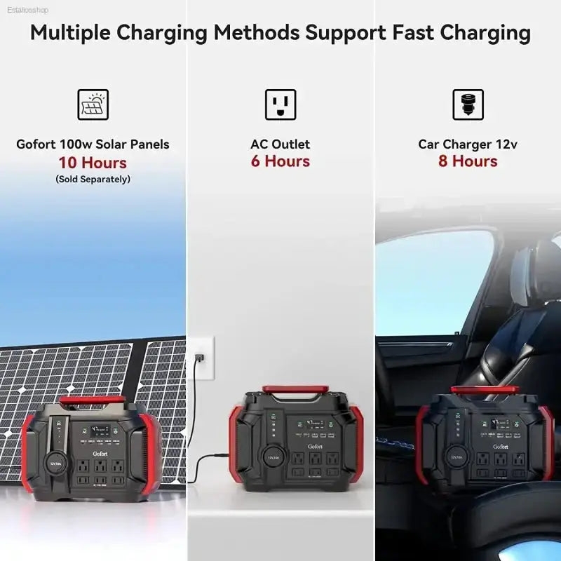 GOFORT Portable Power Station with 540Wh Capacity and 6 AC Outlets for Outdoor RV and Van Camping - EstaliosShop