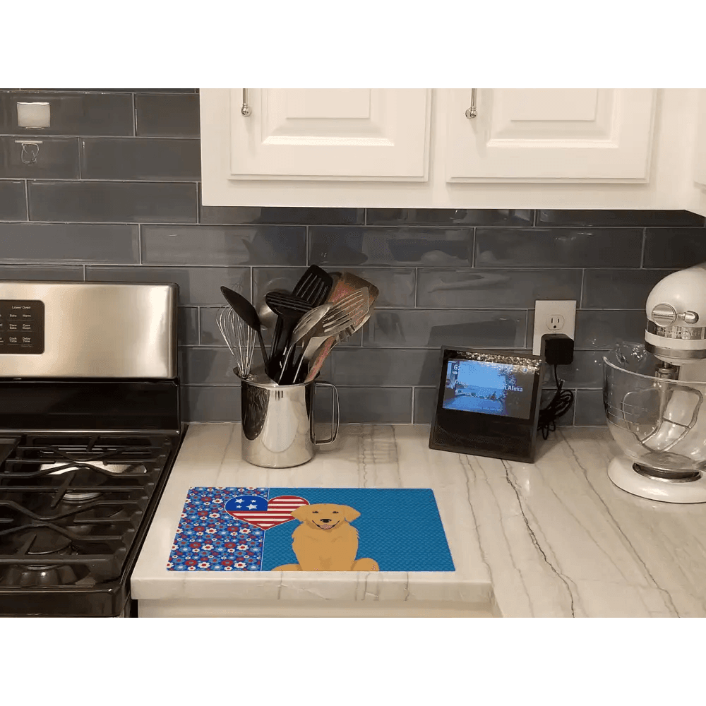 Gold Golden Retriever Glass Cutting Board - Durable and Stylish - Estalios