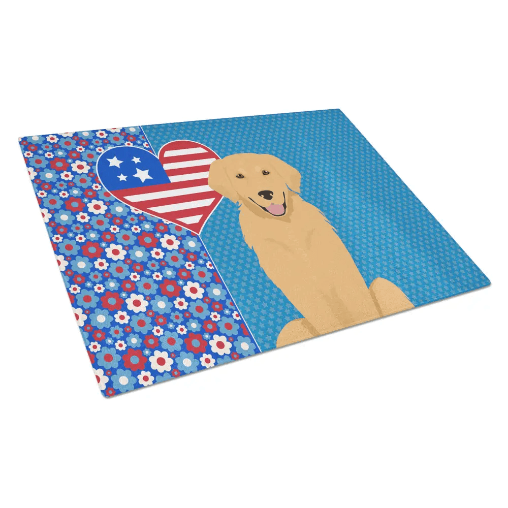 Gold Golden Retriever Glass Cutting Board - Durable and Stylish - Estalios