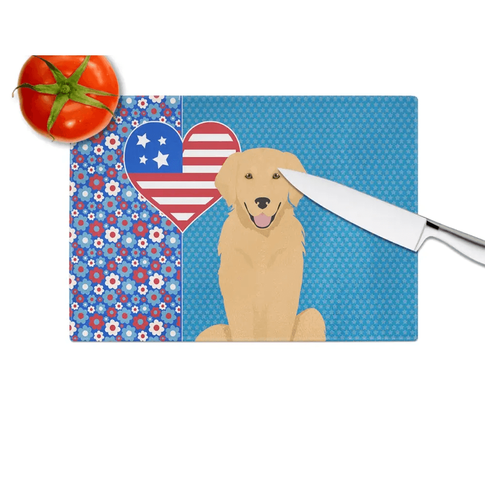 Gold Golden Retriever Glass Cutting Board - Durable and Stylish - Estalios
