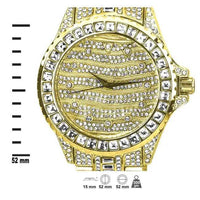 Exquisite Gold Tone Diamond Glitz Wristwatch for Elegance - Estalios