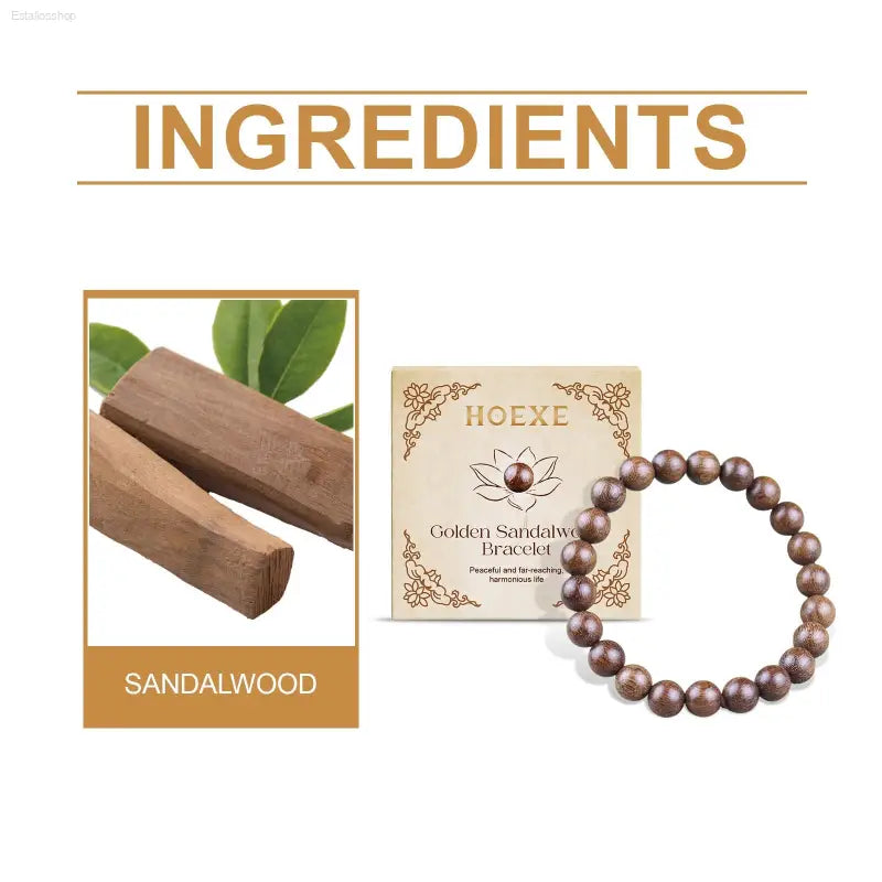Gold Wire Sandalwood Bead Bracelet with Peaceful Energy for Daily Wear Fashion eprolo  EstaliosShop