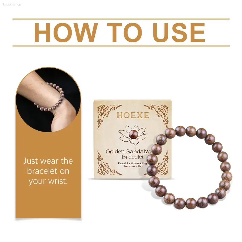 Gold Wire Sandalwood Bead Bracelet with Peaceful Energy for Daily Wear Fashion eprolo  EstaliosShop