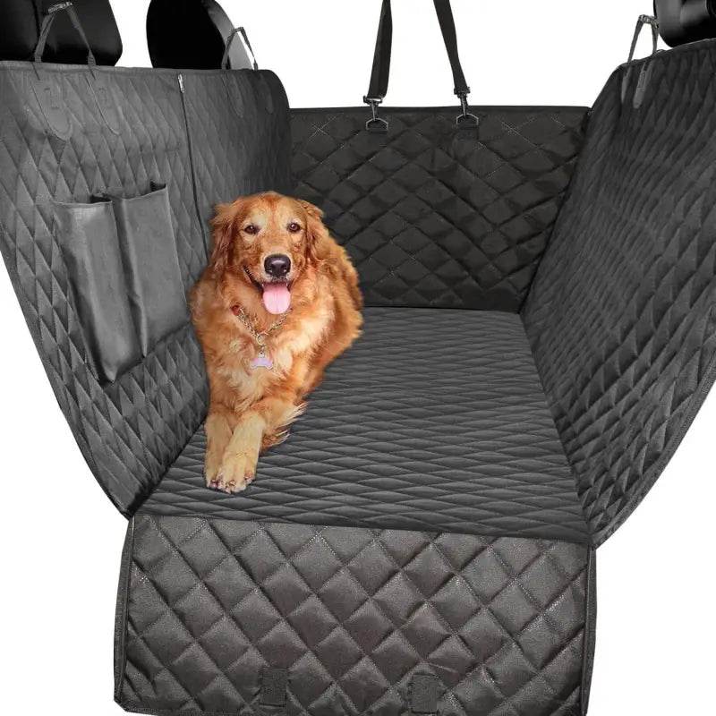 Golden Ride: Retriever Dog Car Seat Cover! Keep your Furry Friend Comfortable and your Car Clean with this Quilted Gray Pet Car Seat Cover. Featuring an Adorable - Estalios