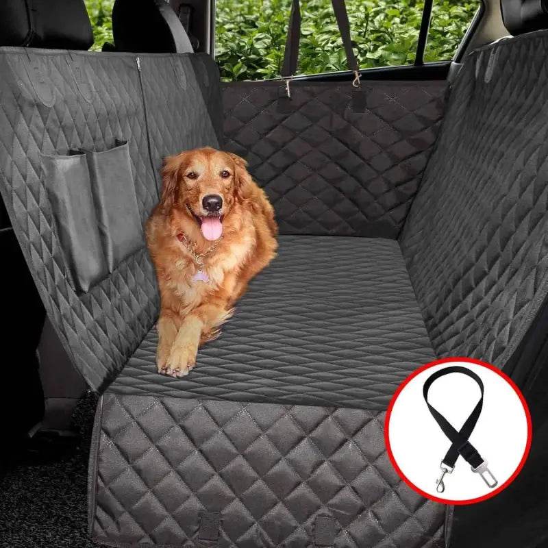 Golden Ride: Retriever Dog Car Seat Cover! Keep your Furry Friend Comfortable and your Car Clean with this Quilted Gray Pet Car Seat Cover. Featuring an Adorable - Estalios