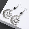Gothic Dark Style Moon Sun Pentagram Dangle Earrings - Estalios