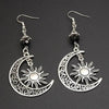 Gothic Dark Style Moon Sun Pentagram Dangle Earrings - Estalios