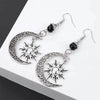 Gothic Dark Style Moon Sun Pentagram Dangle Earrings - Estalios
