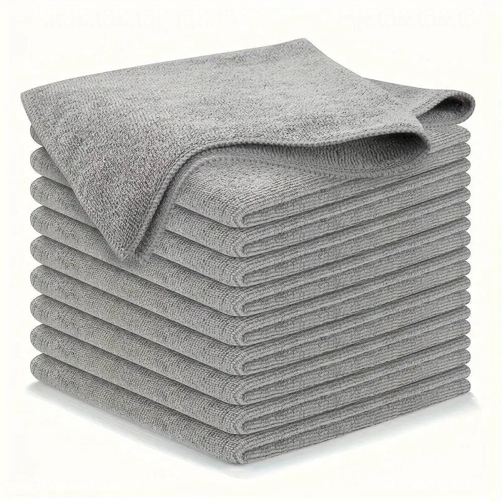 Stack of light gray cleaning cloths from 20pcs Kitchen Towel Ultra-Fine Fiber Light set