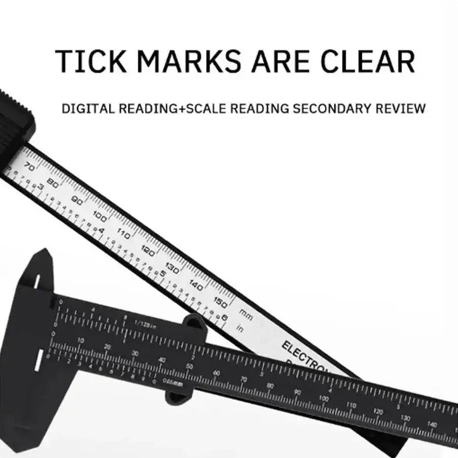 Black plastic vernier calipers in the Grab 4 Digital Display Calipers set