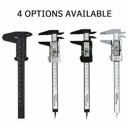 Explore four versatile digital display calipers, including plastic vernier caliper options