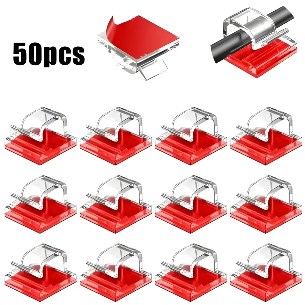 Adhesive cable clips from Grab 50Pcs Cable Organizer for neat clips cable management