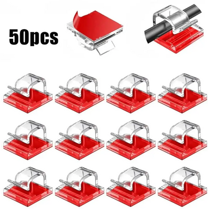 Adhesive cable clips in the Grab 50Pcs Cable Organizer for easy clips cable management