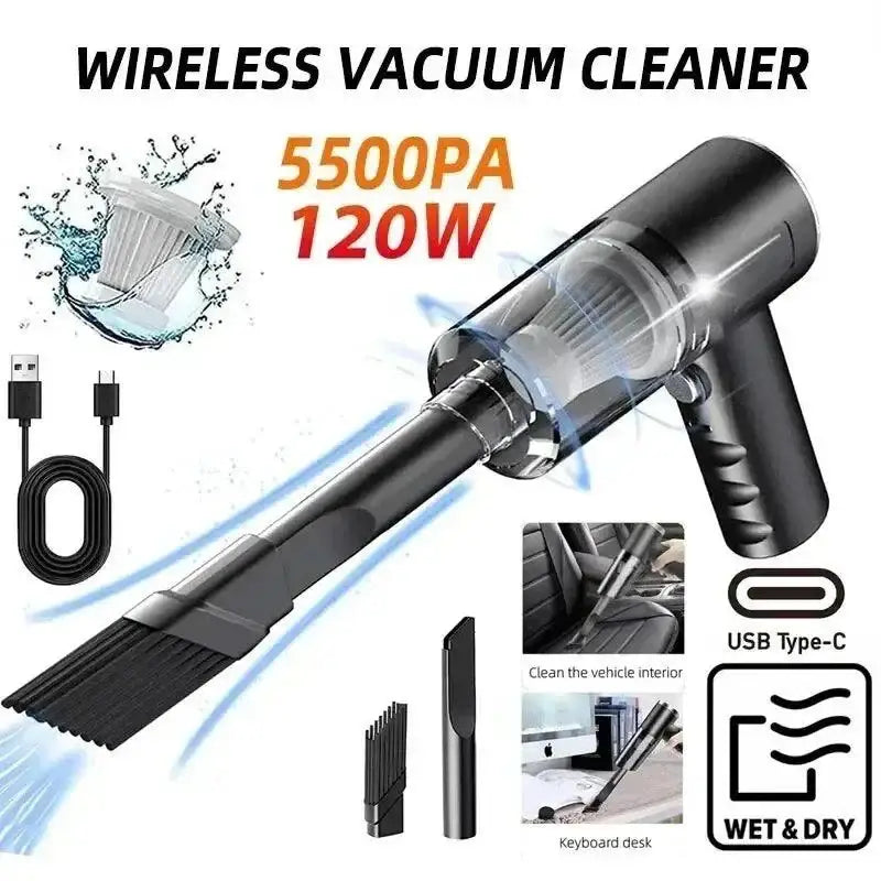 Black cordless handheld vacuum cleaner for the Grab the Portable Wireless Car Vacuum