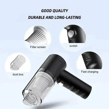 Black handheld vacuum cleaner for the Grab the Portable Wireless Car Vacuum