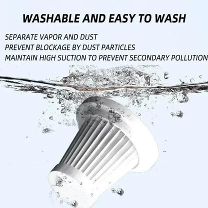 White vacuum filter submerged in water from the Portable Wireless Car Vacuum