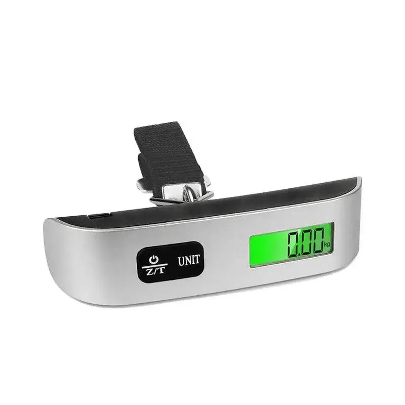 Silver digital luggage scale with hook style design from Grab This Portable Scale Digital LCD Display