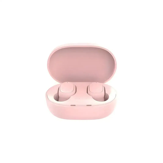 Pink wireless earbuds in charging case for original A6S TWS headset