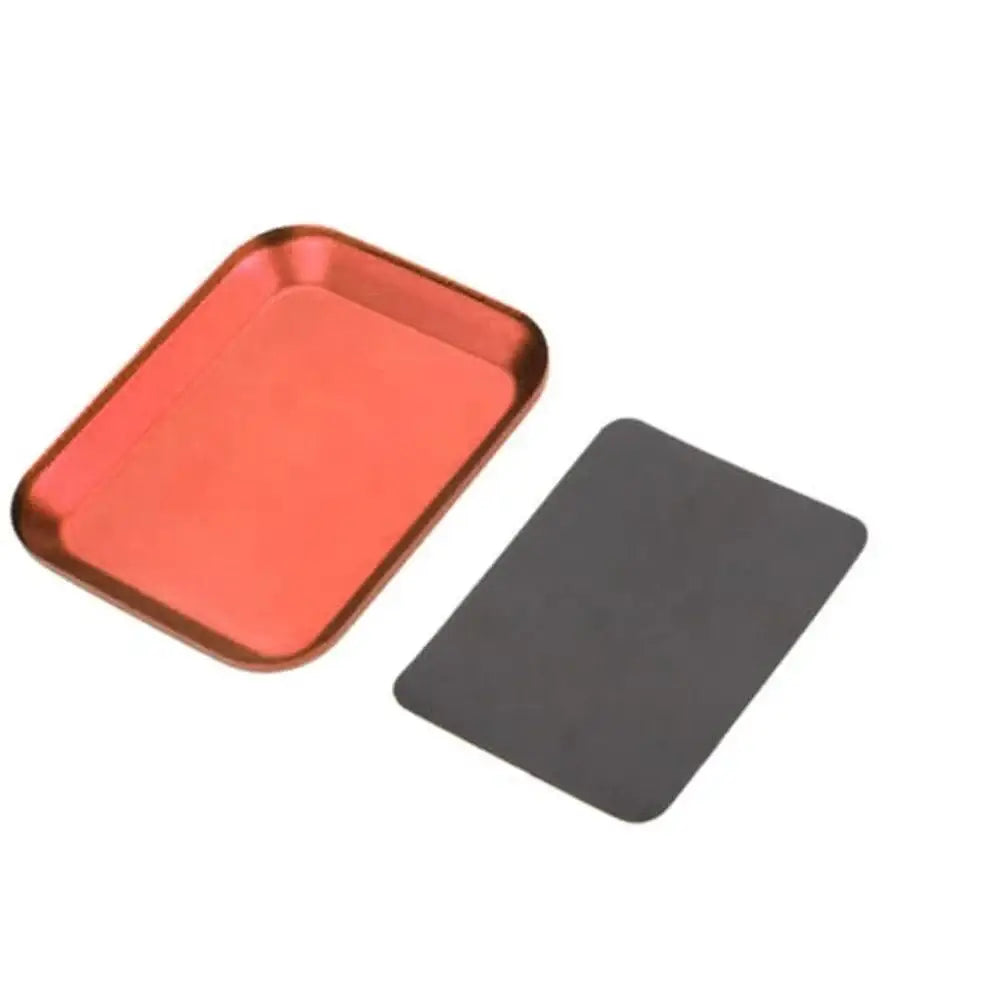 Orange metal tray with gray mat, perfect aluminum alloy magnetic screw tray for repairs