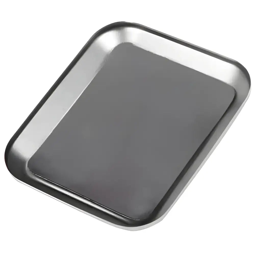 Rectangular metal tray for easy handling with the Grab Your Aluminum Magnetic Screw Tray