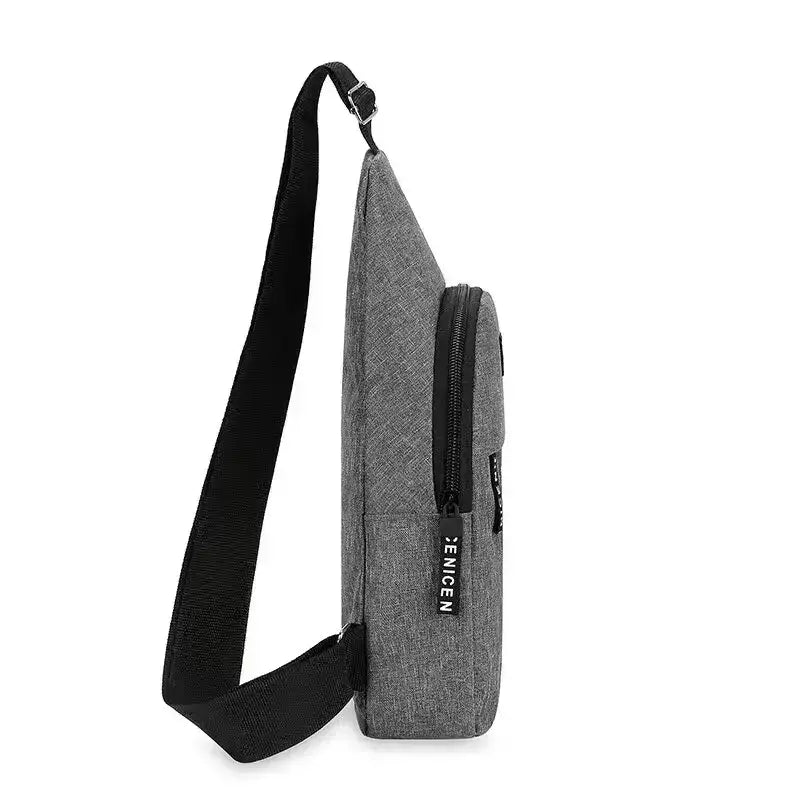 Gray sling bag with black strap, perfect shoulder crossbody bag for casual outings