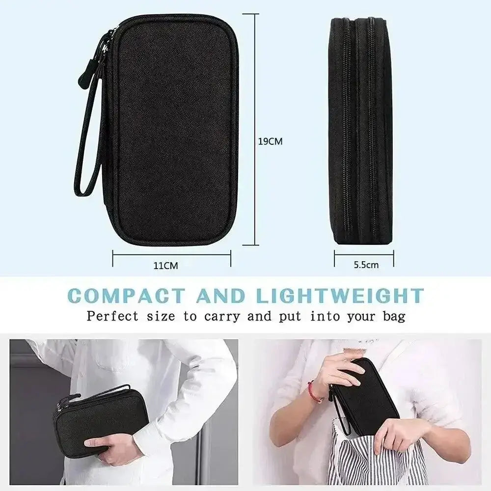 Black zippered carrying case for the Grab Your Tech Travel Organizer Bag, perfect for cable storage