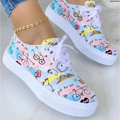 Colorful patterned Graffiti Women Sneakers for funky fashion-forward style