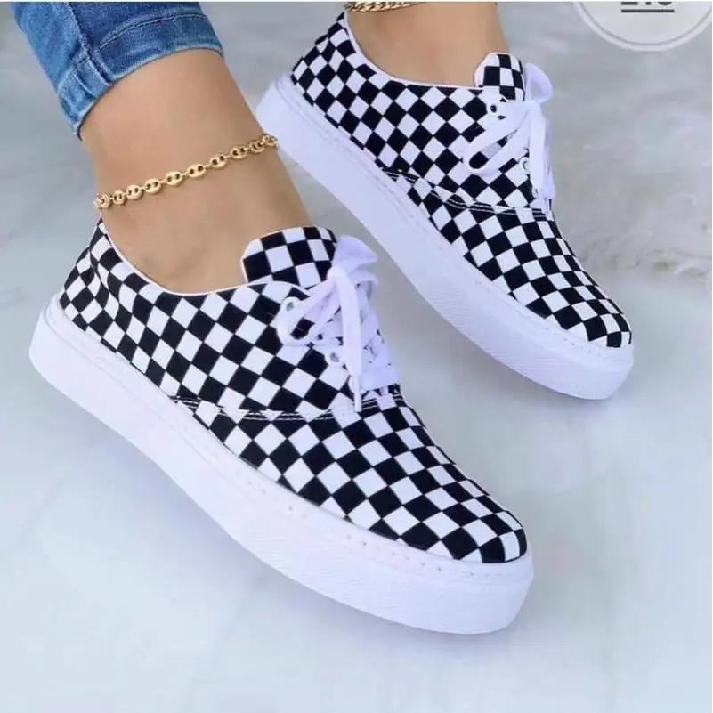 Checkered platform sneakers from Graffiti Women Sneakers, the perfect funky canvas kicks