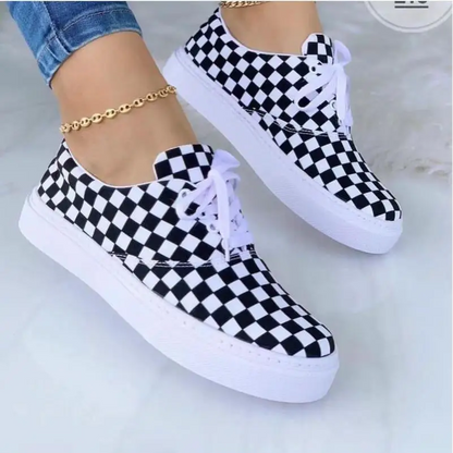 Checkered platform sneakers from Graffiti Women Sneakers, the perfect funky canvas kicks