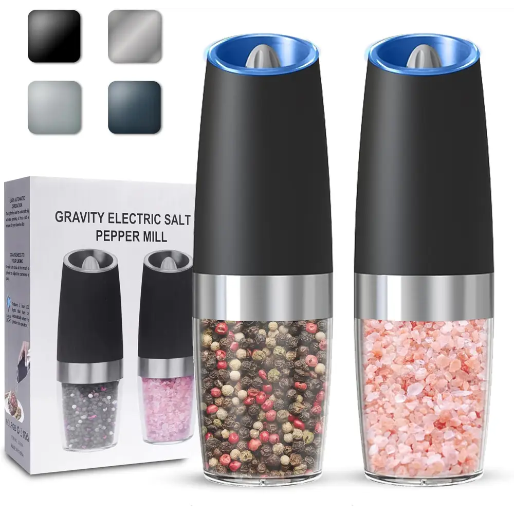 Gravity Electric Salt and Pepper Grinder set of 2 for easy seasoning at your table