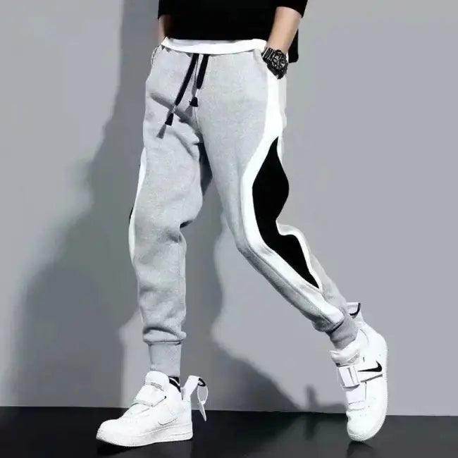 Stylish Gray and Black Wide Loose Casual Pants for Men - Estalios