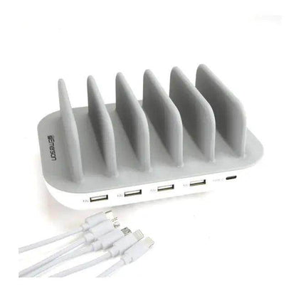 Gray and White USB Charging Station with LED Indicator for Easy Multi-Device Charging - Estalios