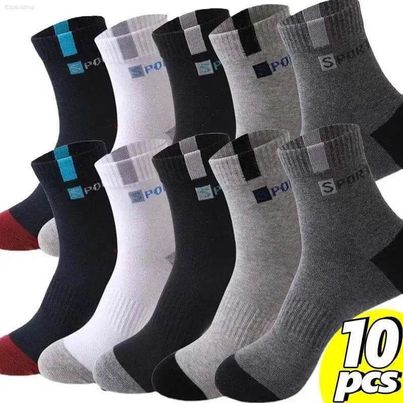 Ten pairs of athletic socks.