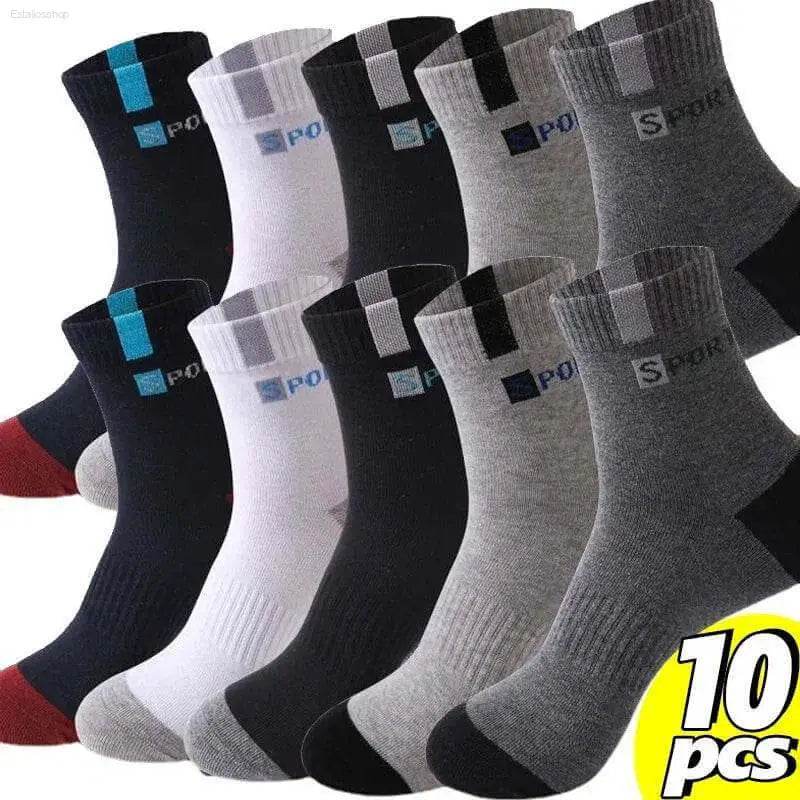 Ten pairs of athletic socks.