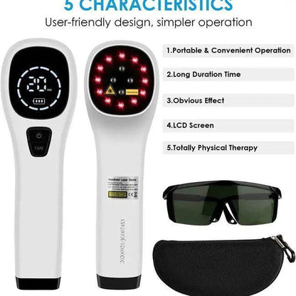 Gray Carrying Case with Handheld Light Therapy Device for Healing - Estalios
