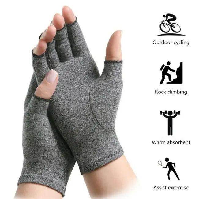 Gray Compression Arthritis Gloves for Pain Relief Daily Use - Estalios