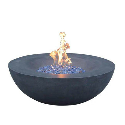 Stylish Gray Concrete Propane Fire Pit with Blue Glass - Estalios