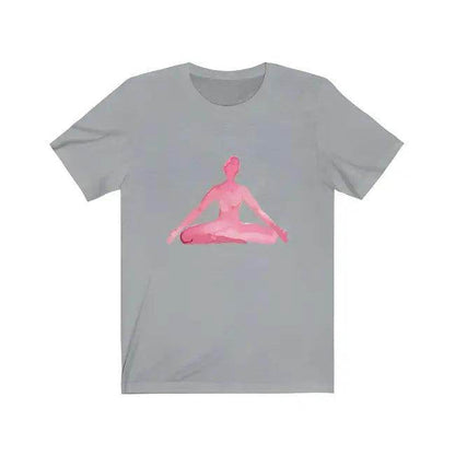 Gray Meditation Pose Tee with Pink Yoga Graphic for Women - Estalios