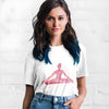 Gray Meditation Pose Tee with Pink Yoga Graphic for Women - Estalios