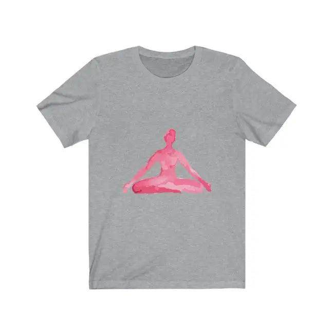 Gray Meditation Pose Tee with Pink Yoga Graphic for Women - Estalios