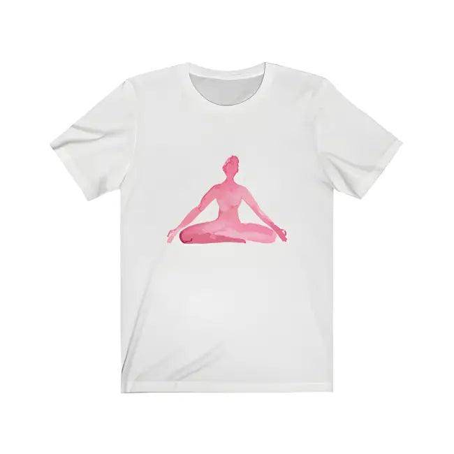 Gray Meditation Pose Tee with Pink Yoga Graphic for Women - Estalios
