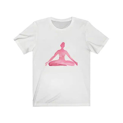 Gray Meditation Pose Tee with Pink Yoga Graphic for Women - Estalios