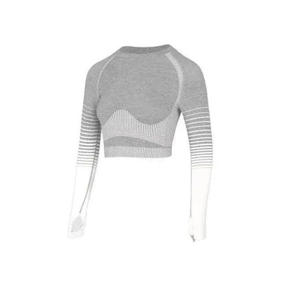 Sporty Chic Gray Pink Crop Set for Active Comfort - Estalios