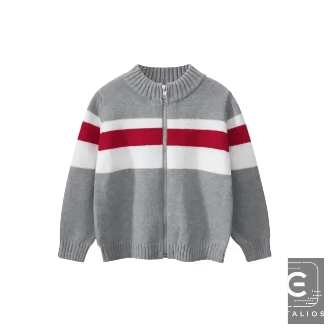 Chic Bold Striped Knit Zip-Up with Comfortable Cuffs - Estalios